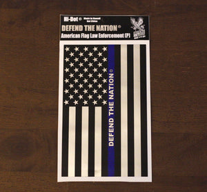Defend the Nation Blue Line Chrome American Flag Passenger Sticker