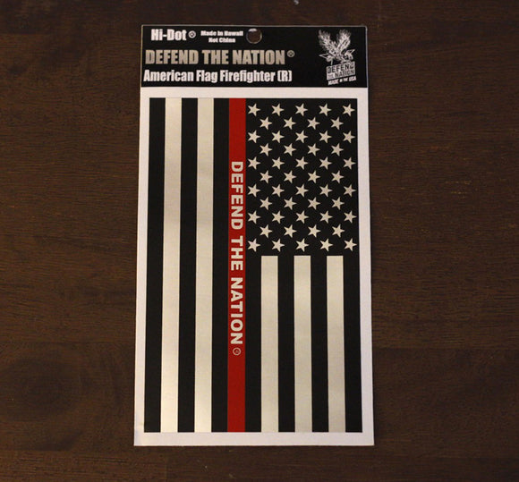 Defend the Nation Red Line Chrome American Flag Sticker